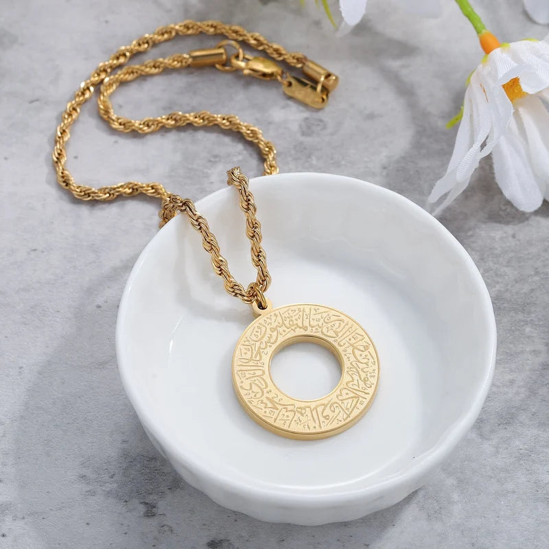 Round Arabic Engraved Pendant Necklace