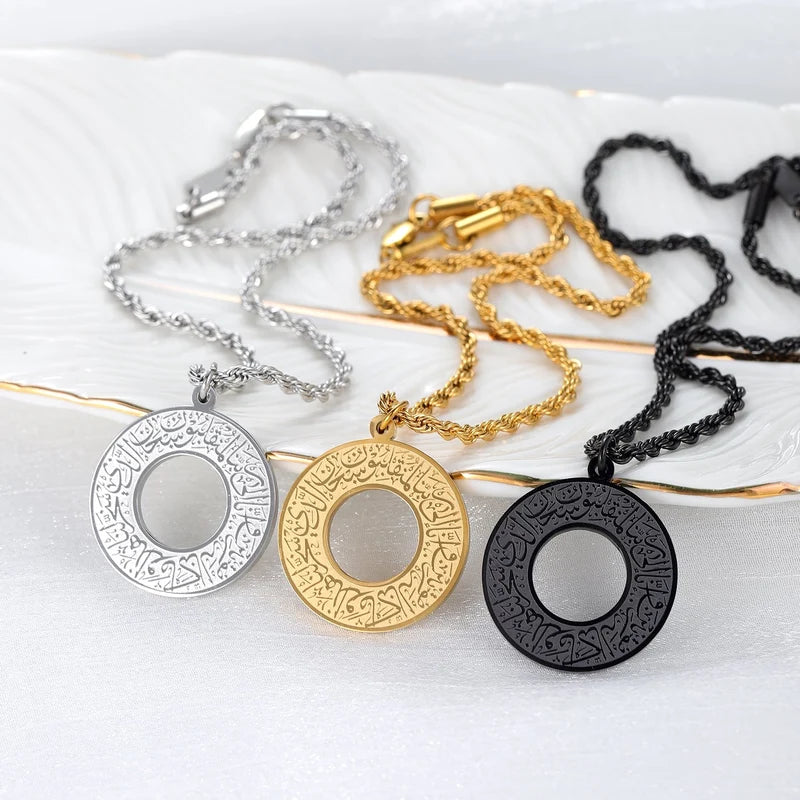 Round Arabic Engraved Pendant Necklace